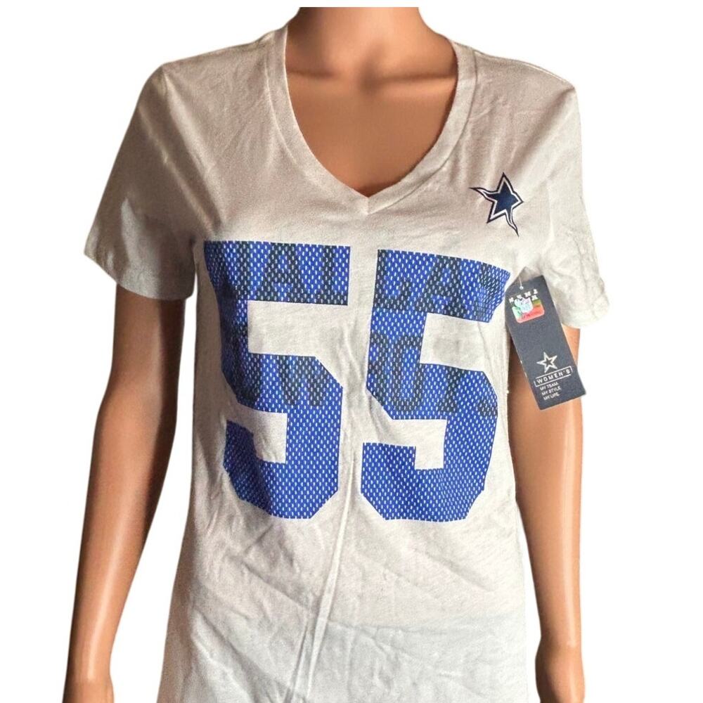 Cowboys Her Style white vneck tshirt #55 Vander Esch on back sz S NWT